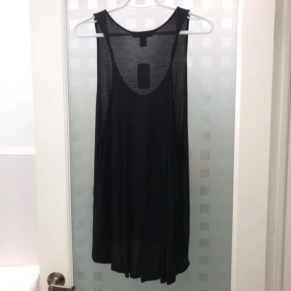 FOREVER 21 Scoop Neck + Side Sheer Knit Bi-Level Tank Top Black, Size L, NWT! - Picture 8 of 14
